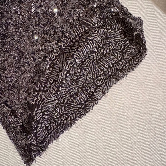 Zara Womens Dark Silver Sequin Flare Stretch Pants Sparkly Glitter Party SZ S - Picture 14 of 16